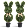 thumbnail image 1 of Artificial Bunny-Shaped Topiary Tree, 35 Inch Outdoor Faux Boxwood Topiary Plant, Fake Rabbit Bushes UV-Resistant Trees for Indoor Front Porch Garden Patio Decor (2 Pack), 1 of 21