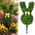 thumbnail image 1 of Artificial Bunny-Shaped Topiary Tree with Ground Spike, UV-Resistant Bowknot Faux Boxwood Topiaries Plant for Porch Decor Outdoor/Indoor Easter Decorations 21.6 Inch, 1 of 8