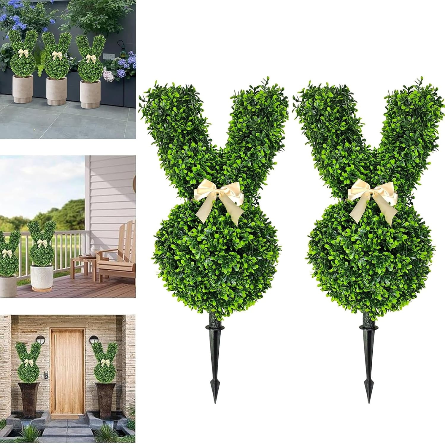 Artificial Bunny-Shaped Topiary Tree Pot Fake Easter Bunny Plant ...