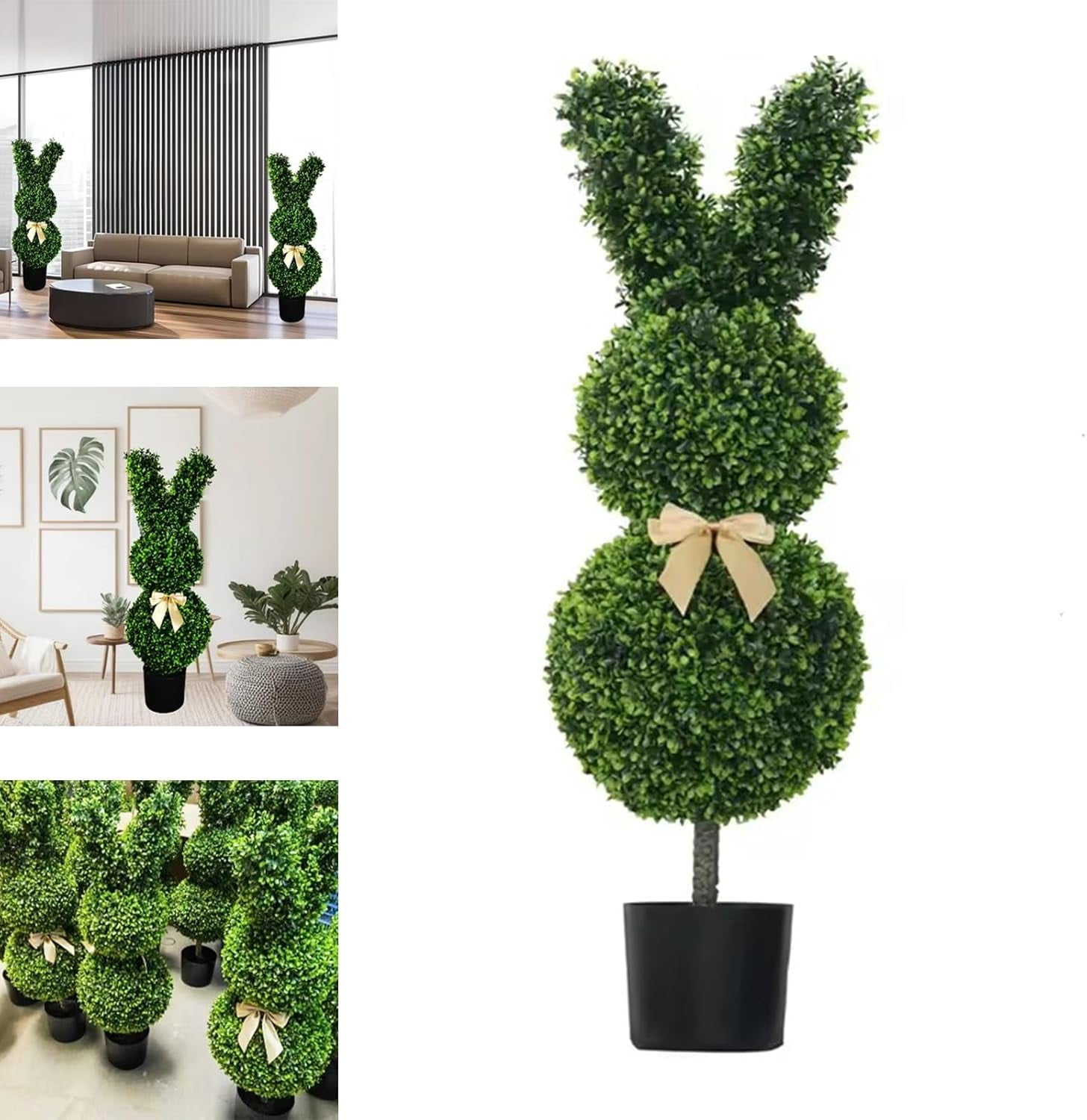 Artificial Bunny-Shaped Topiary Tree Pot Fake Easter Bunny Plant ...