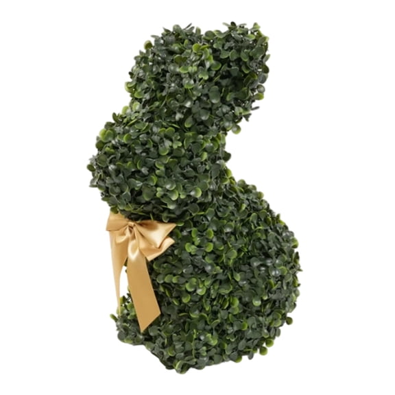 Artificial Bunny Topiary Tree with Bow, UV-Resistant Boxwood Rabbit Decor for Outdoor & Indoor Use, Easter Spring Garden, Porch, and Patio Home Decor