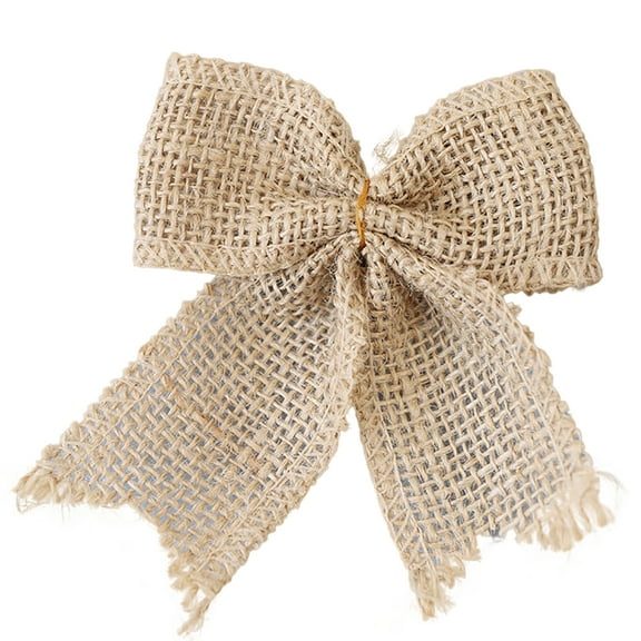 Artificial Burlap Flower Multifunctional Imitation Linen Rustic Bowknot Jute Faux Floral Decor for Christmas Tree