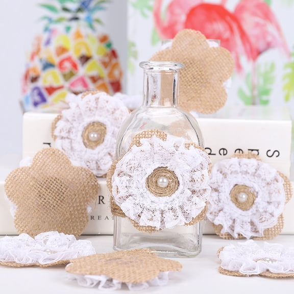 Artificial Burlap Flower Multifunctional Imitation Linen Rustic Bowknot Jute Faux Floral Decor for Christmas Tree