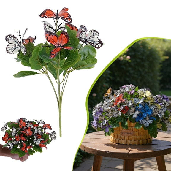 Artificial Butterfly Flower Arrangement 11.4 Inch 3D Faux Floral Spray For Wedding Aisle Stage Event Decor