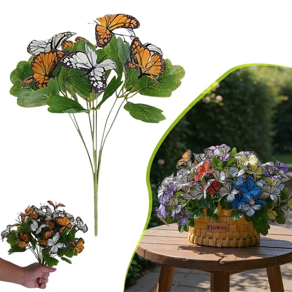 Artificial Butterfly Flower Arrangement 11.4 Inch 3D Faux Floral Spray For Wedding Aisle Stage Event Decor
