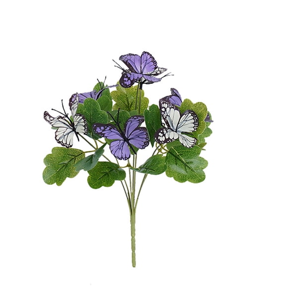Artificial Butterfly Flower Stems, Dual Color Fake Floral Bouquet for Vase Home Decor, Realistic Silk-Look No Maintenance Flowers for Living Room and Covered Porch