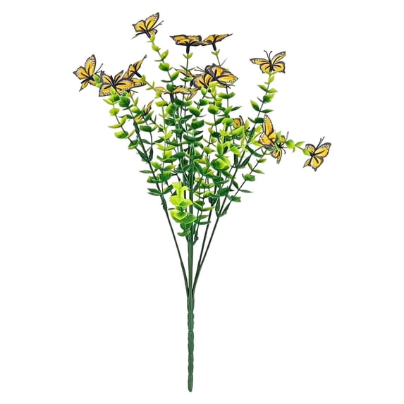 Artificial Butterfly Flower Stems, UV Resistant Fake Greenery Picks with Colorful Butterflies, Multicolor Floral Stems for Outdoor Patio Garden Vase Arrangements, Cemetery Decor