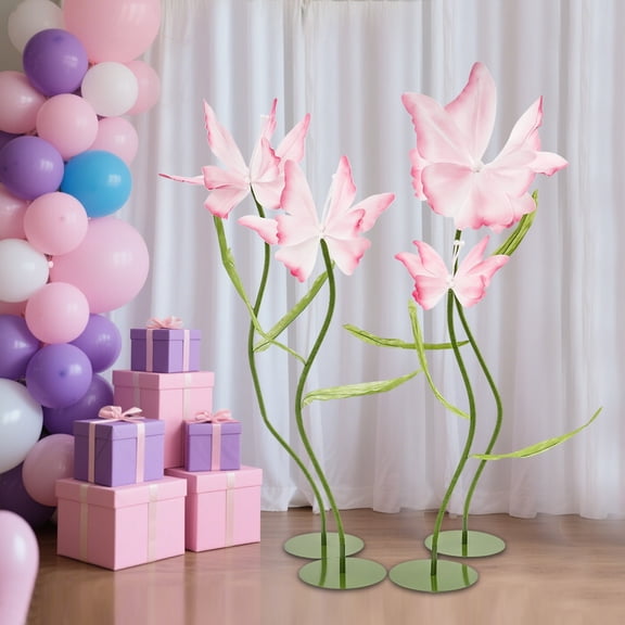 Artificial Butterfly Flowers Free Standing 4 Giant Artificial Butterfly Flowers for Wedding Arrangements, Scene Bckgrounds