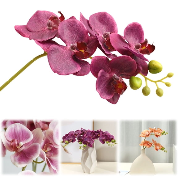 Artificial Butterfly Orchid Realistic Decorative Flower for Dining Table Wedding and Home Decor,Purple,1 Stem
