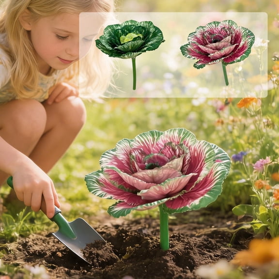 Artificial Cabbage Decor – Purple and Green Fake Vegetable, Plastic Botanical Prop for Kitchen Display, Home Decor, Wedding Centerpieces