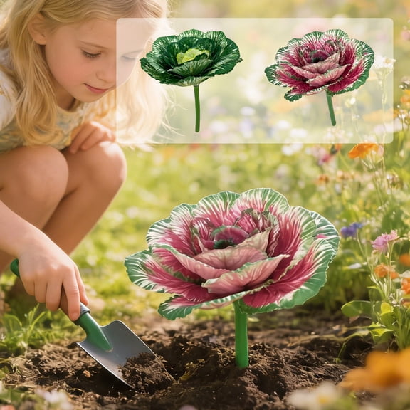 Artificial Cabbage Decor – Purple and Green Faux Vegetable Plant for Kitchen, Table Centerpieces, Home Decor and Wedding Displays