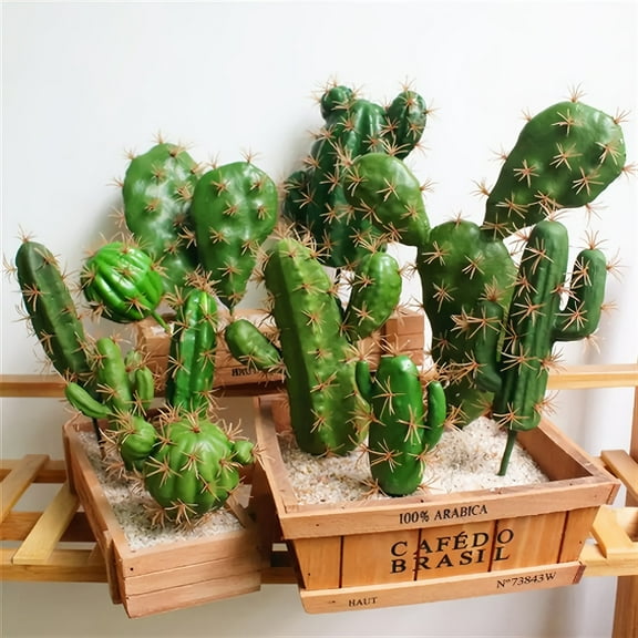 Artificial Cactus Decor Faux Cactus Plant Fake Succulents Plants Artificial Cacti 8 Pieces Unpotted Indoor Home Décor Fake Cactus Stems