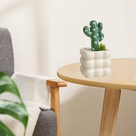 Artificial Cactus Decor, Usavan Realistic Ceramic Pot Fake, Lifelike Low Maintenance Cactus Ornament for Home Office Desk Decor