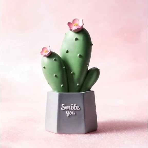 Artificial Cactus Figurine Realistic Resin Plant Statue Faux Succulent Greenery Desktop Shelf Decor Home Office Coffee Table Window Sill Low Maintenance Accent Botanical Ornament