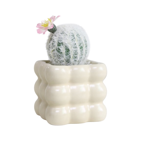 Artificial Cactus Ornament, Boho Round Metal Planter Decor, Fake Cactus In Pot, Modren, Durable & Stylish Fake Cactus Flower Decorative Pot, Mini Indoor Decor Warm Matte Colors Shade Gentle Clouds