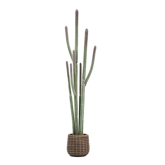 65” Artificial Cactus Plant with Brown Decorative Planter, Realistic Faux Cactus Plants Indoor, Tropical Artificial Cacti Floor Plant for Table Living Room Office Porch Home & Outdoor Decor