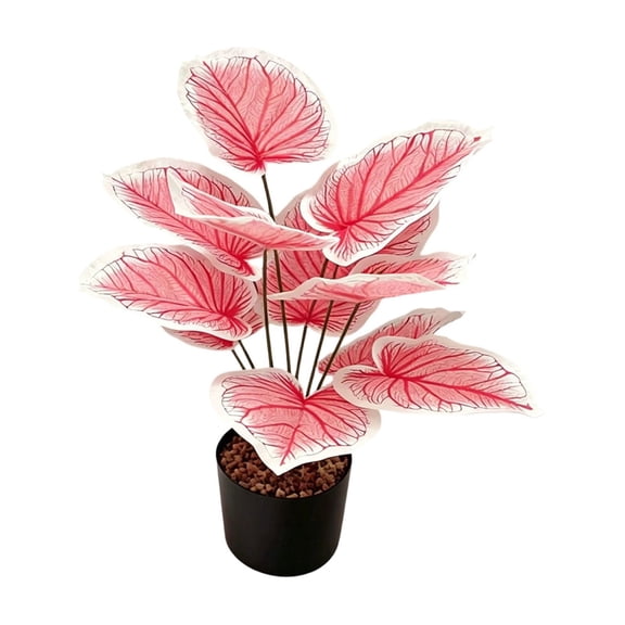 Artificial Caladium Faux Gradient Leaves Potted Plant For Outdoor Garden Patio Poolside Decor