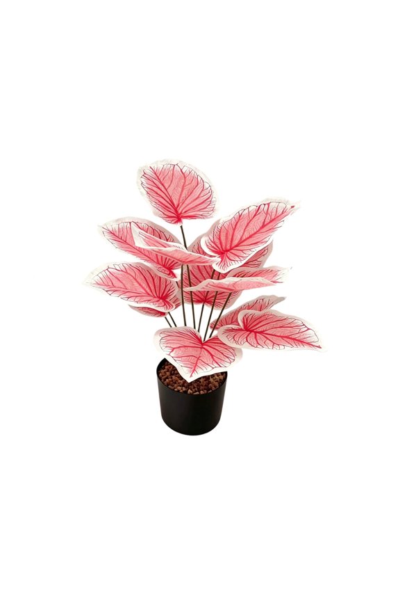 Artificial Caladium Plant for Outdoor Gardens and Patios - Realistic Faux Leaves with Durable Construction for Easy Maintenance and Elegant Backyard Decor