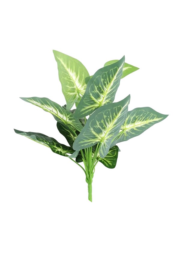 Artificial Caladium Plant Stem, 15.74 Inch Faux Green Leaf Spray for Home & Office Decor, 1 Pack