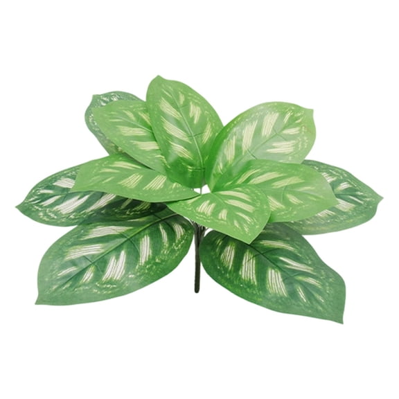 Artificial Calathea Plant With Broad Green Leaves, Faux Bush For Indoor Outdoor Wall Decor, Lifelike Greenery For Home Garden And Wedding Decoration, White Line (Multicolor, 45CM)