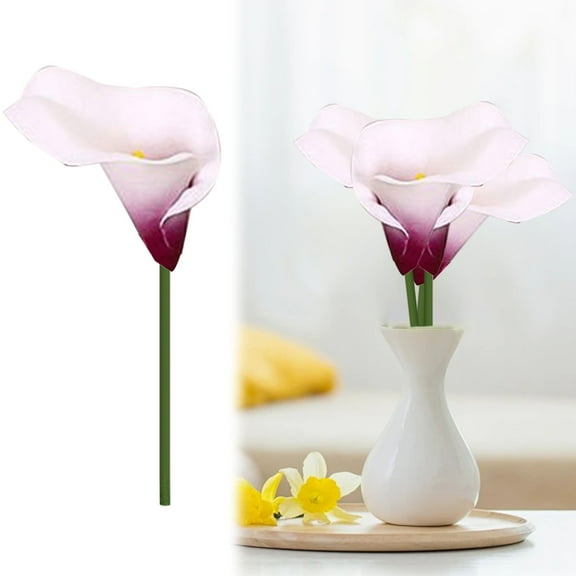 Artificial Calla Flowers 1 Pc 35cm Height Soft Pu Flower Plastic Stem Realistic Appearance Blue Color Versatile Use For Home Kitchen Wedding Table Decoration Diy Projects