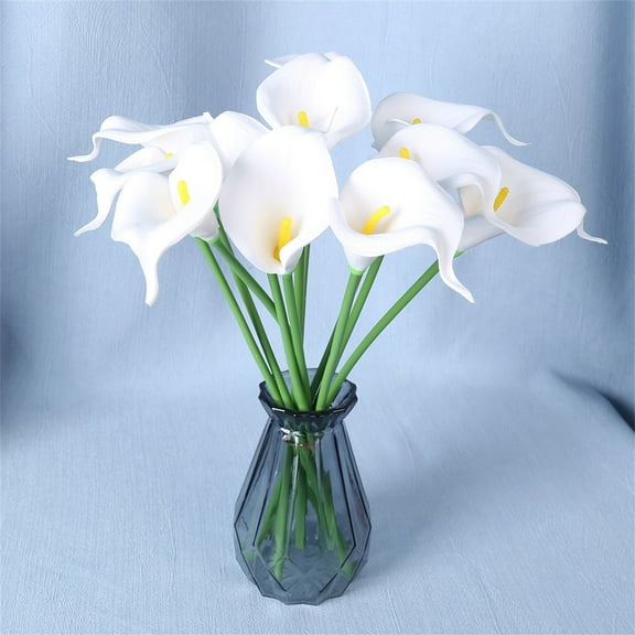 Artificial Calla Lily 10Pcs White, Artificial Calla Flowers Wedding Bouquet Flower Decor Flower 10Pcs Home Decoration Faux Calla Lilies Flower (Calla Lily*10 Pieces)
