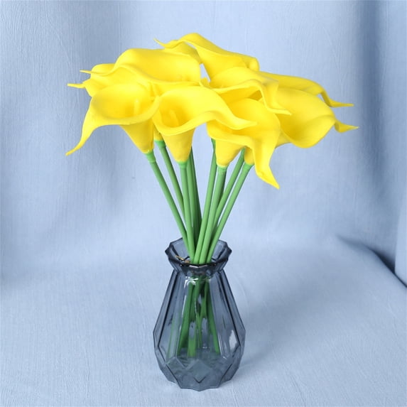 Artificial Calla Lily 10Pcs Ye1, Artificial Calla Flowers Wedding Bouquet Flower Decor Flower 10Pcs Home Decoration Faux Calla Lilies Flower (Calla Lily*10 Pieces)