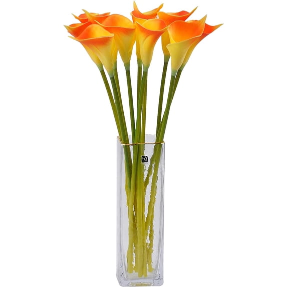 Artificial Calla Lily 10pcs 20 Inch Long Stem Arum Lily for Home Decor Centerpieces Wedding Bridal DIY Bouquet(Yellow)