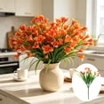 thumbnail image 1 of Artificial Calla Lily Faux Silk Flowers With Green Leaves Plastic Stem Realistic Bouquet For Home Wedding Vase Centerpiece,Orange, 1 of 6