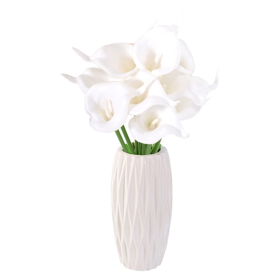 Artificial Calla Lily Flower 10Pcs Real Touch Silk Floral with Long Stem UV Resistant Bouquet Bulk Decor for Wedding Bride Shower Gift Home Spring Outside Garden Patio Vase Valentines Day Mothers Day