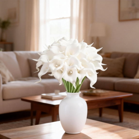 Artificial Calla LilyWhite Real Flowers For Wedding Bouquet Bride Bridal Shower Spring Home Kitchen Table Decor Lilies For Centerpieces Decorations