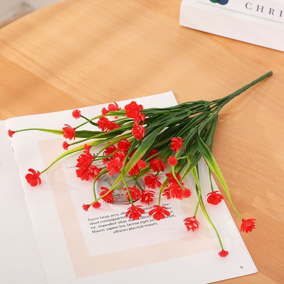 Artificial Camellia Flower Branch 10" Plastic Petals with Leaves for Wedding Home Office Table Decor Includes 1 Stem (Red)