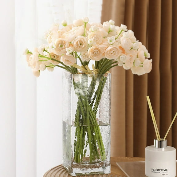 Artificial Camellia Flowers (6 Stems, 24 Blooms) – Realistic White Fake Flowers for Wedding Centerpieces, Farmhouse Porch Décor & Year-Round UV-Resistant Home Decor (Plastic, 15.75Inch)