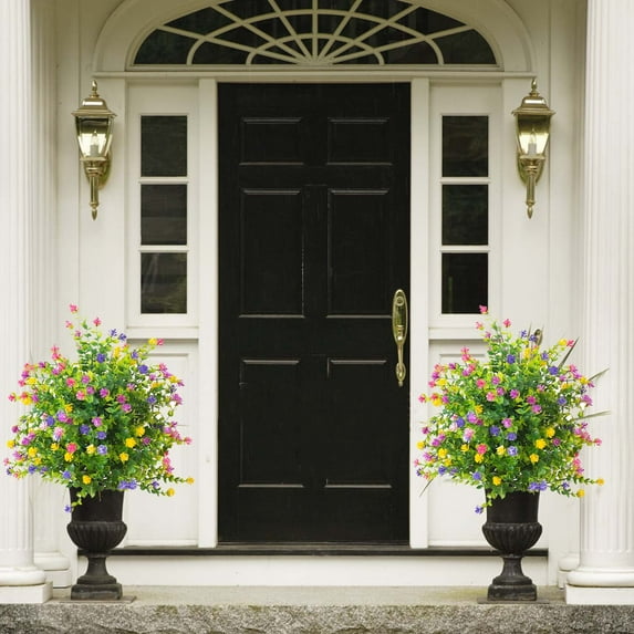 Artificial Camellia Flowers, Fake Shrubs for Garden, Plastic Ground Insert, Outdoor Decoration, Realistic Leaves, No Maintenance, Courtyard Patio Wedding Decor, 55cm, Durable Faux Plants