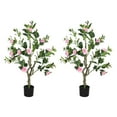 thumbnail image 1 of Artificial Camellia Flowers Set of 2, 39 inch Pink Faux Plants in Pots - Indoor Home Decor, 1 of 9
