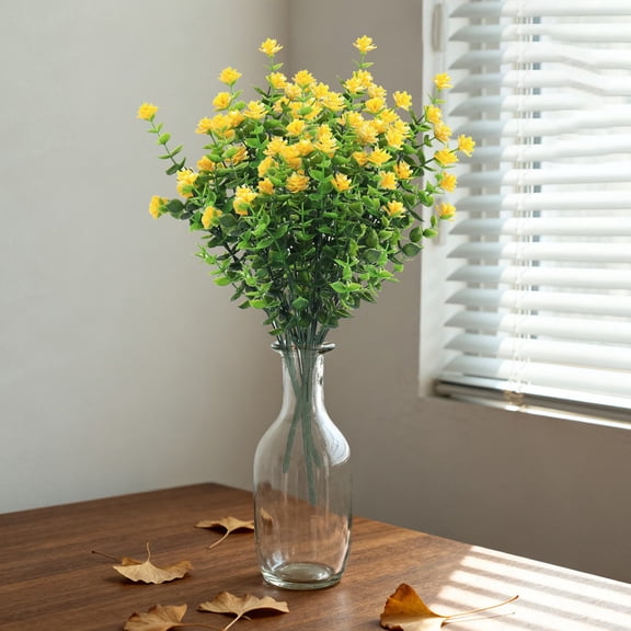 Artificial Camellia Plastic Flower Stems, Lifelike Greenery for Outdoor Garden Yard Patio, Indoor Kitchen Counter Arrangement, Spring Summer Home Decor, Simulation Eucalyptus Tea Bouquet*1 Bunch