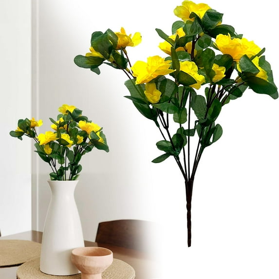 Artificial Camellia Stem – Hot Pink Faux Flower Branch for Wedding Bouquet, Centerpiece & Home Decoration,Khaki,1PC