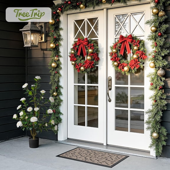 Artificial Camellia Tree 3.3 FT 2 Pack White Fake Plant with Natural Wood Trunk for Home Office Indoor Outdoor Decor