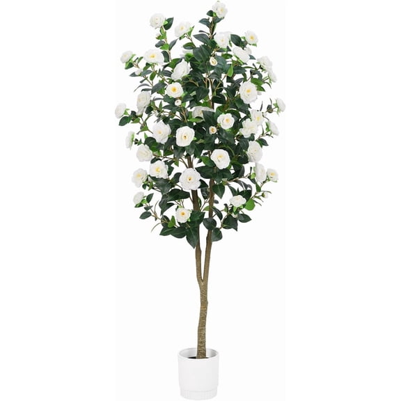 Artificial Camellia Tree 6 Ft White