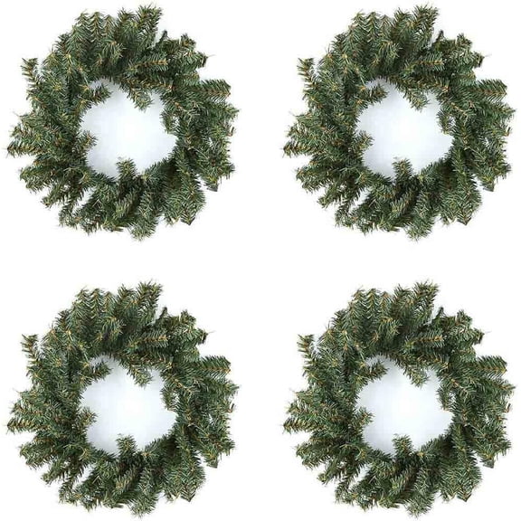 Factory Direct Craft Decorative 10" Pine Artificial Wreaths, Green, Package of 4