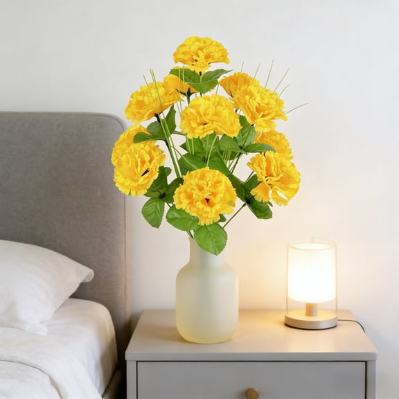 Artificial Carnation Bouquet - 12 Stems Faux Silk Flowers for Wedding Decor, Floral Arrangements & Home Display, Orange, 16.5 Inch