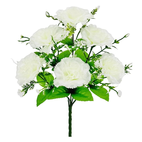 Artificial Carnation Bouquet Premium Silk Petal Texture Faux Floral Bunch For Home Decor Accents Vase Arrangement And Mother's Day Gift Giving,White