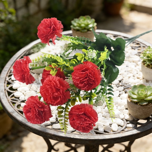 Artificial Carnation Bouquet, Silk Floral Arrangement with 7 Heads, Lifelike Faux Flowers for Home Decor, Wedding Centerpieces, Table Decor, and Gift Giving