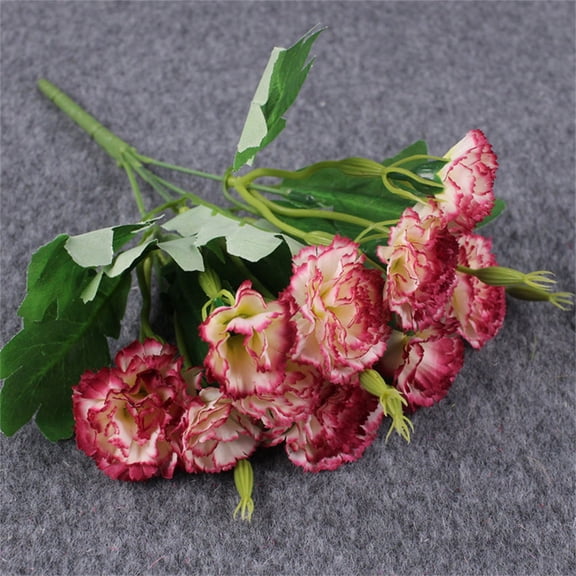 Artificial Carnation Bouquets, Fake Silk Carnation Flowers with Stems and Leaves for Home Decor, Office Desk, Wedding Centerpieces & Gift Bouquets(A)