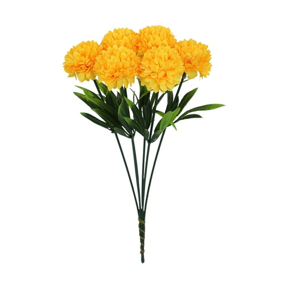 Artificial Carnation Flower Bouquet 6 pcs per bundle Realistic Silk Floral Arrangement for Home Office Wedding Party Decoration Long Lasting Maintenance Free Faux Flowers Yellow