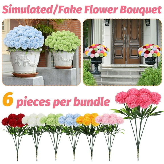 Artificial Carnation Flower Bouquet Realistic Silk Floral Arrangement for Home Office Wedding Party Decor Indoor Outdoor Use