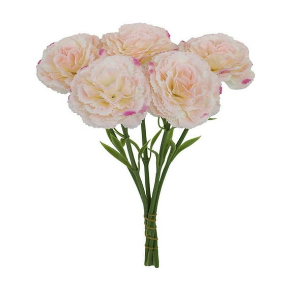 Artificial Carnation Flowers - 5pcs per bunch Silk Flowers with Stems for Home Decor, Wedding, Bridal Bouquet, Anniversary, Birthday and Floral Arrangements Light pink