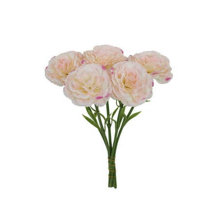 Artificial Carnation Flowers - 5pcs per bunch Silk Flowers with Stems for Home Decor, Wedding, Bridal Bouquet, Anniversary, Birthday and Floral Arrangements Light pink