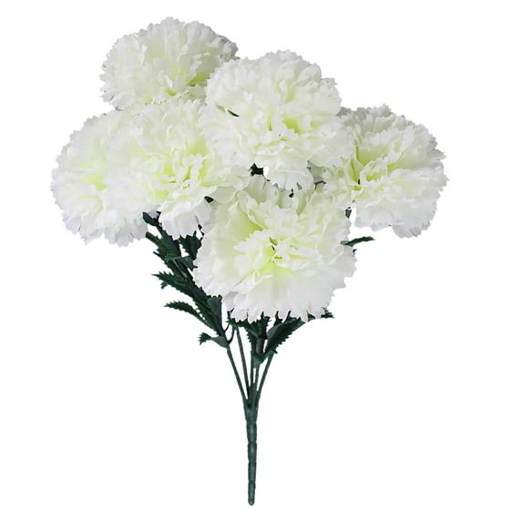 Artificial Carnation Flowers, Home Decor, 7-Heads Silk Fake Flower Stems for Wedding, Mother'S Day, Realistic Plastic Bouquet for Indoor Outdoor Decoration White