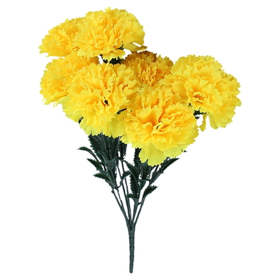 Artificial Carnation Flowers, Home Decor, 7-Heads Silk Fake Flower Stems for Wedding, Mother'S Day, Realistic Plastic Bouquet for Indoor Outdoor Decoration Yellow